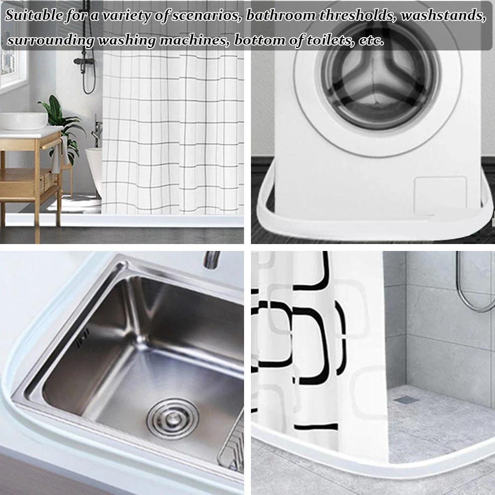 Silikon-Wasserstopper Selbstklebend Biegsam Flexibel Wasserhaltestreifen Badezimmertür Trocken-Nass-Trennung Duschdamm Barriere