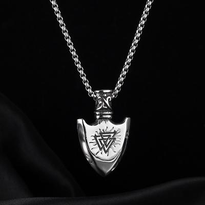 Triangle Shield Pendant Necklace For Men Women Vintage Hip Hop Punk Copper Color Viking Stainless Steel Chain Neck Accessories