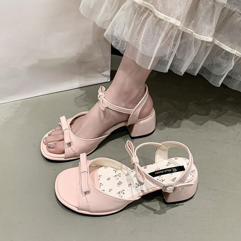 Sandales d'été pour femmes: Petits talons épais style français