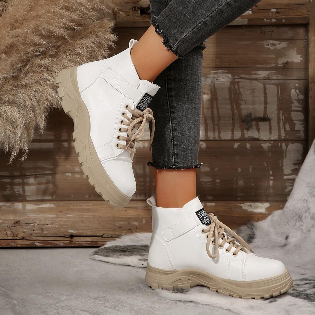 2025 New Women's Winter Outdoor Waterproof Martin Boots Short Front Lace-up Snow Boots Shoes