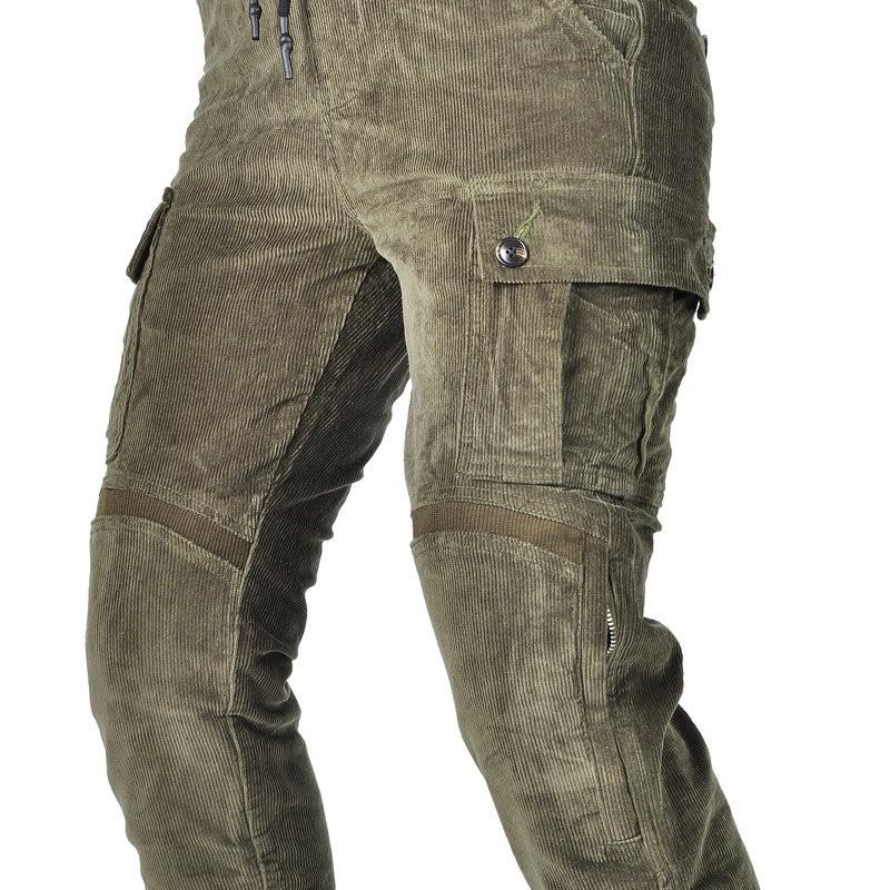 Womens Corduroy Motorcycle Riding Pants With Kevlar Reinforcement Extended Silicone Grip