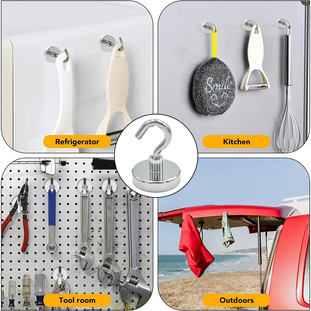 10PCS E20 Metal Strong Magnetic Hooks Wall-mounted Heavy Duty Magnet Hook Key Coat Hanging Hanger Home Kitchen Bathroom Storage