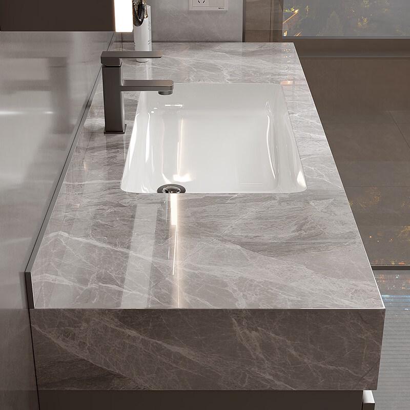 Yingtang Bathroom Vanity with Mirror Cabinet and Rock Slab Basin