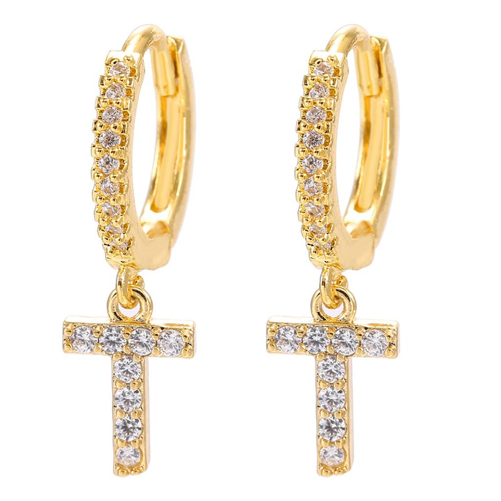 A Pair Of Zircon Earrings With Letters
