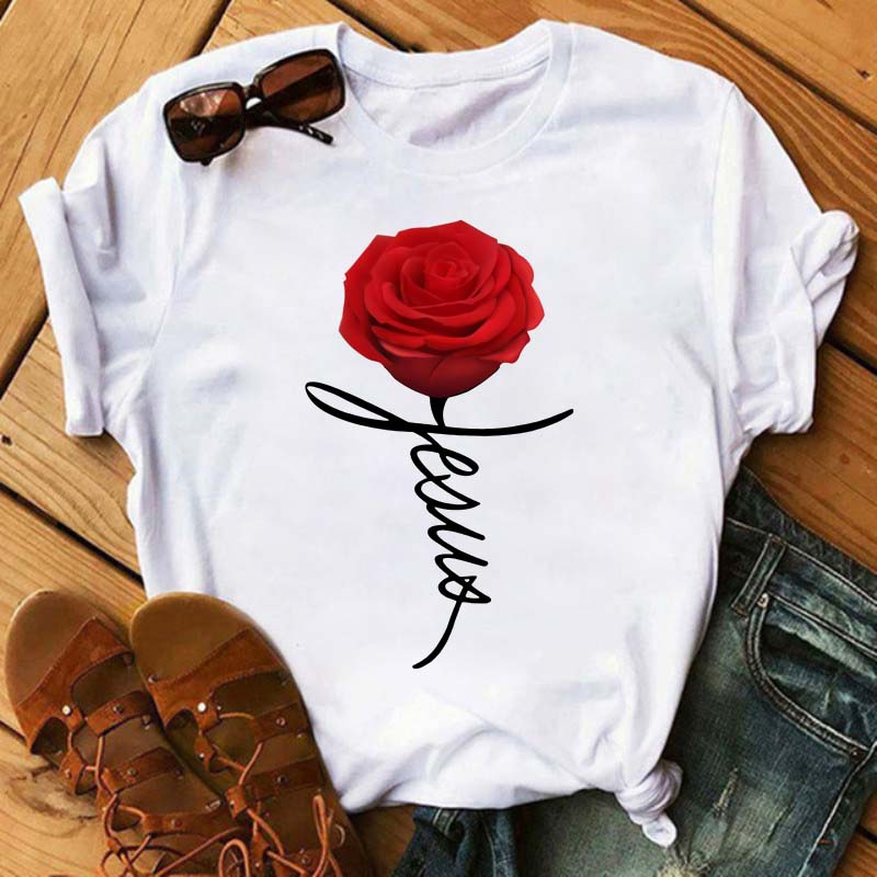 Fashion Flower Graphic Women Printed Tshirt New Tshirt Graphic Tee Cute Women T-shirt Female Tee Shirt 90s Girls Tee Tshirt