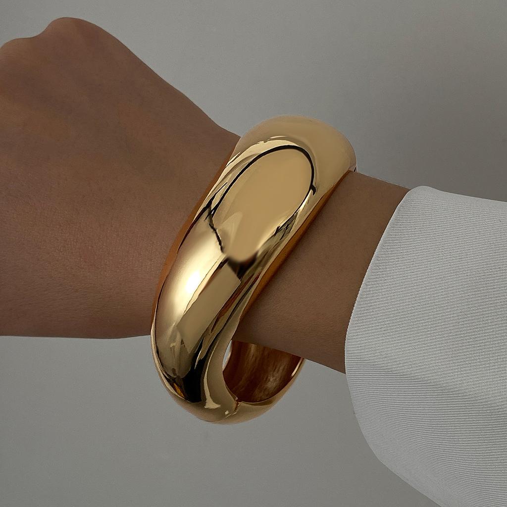 DIEZI 4 Style Fashion Heavy Metal Cuff Wide Bangles Punk Smooth Geometric Gold Silver Color Bangles Women Bracelet Men Jewelry