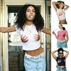 2024 Euro-American Style Summer Mesh Ripped Hollow Top: Street Fashion Color-Block Letter Vest for Women