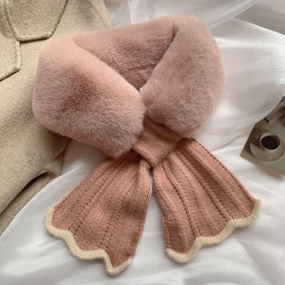 Windproof Neck Scarves Cross Wool Collar Elegant Knitted Scarf  Winter