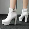 High Heels Women Ankle Boots Side Zip Fall Winter Platform Ladies Boots Large Size Fashion Shoes Black Beige Buckle Short Botas