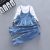 Baby Mädchen Frühling Outfit 3-teiliges Set Stilvolles Trägerkleid Anzug für Kleinkind Säugling Lässig Herbst Kleidung Modisches Ensemble