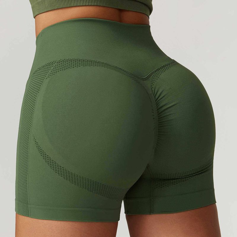 

Fashion High Waist Hip Raise Skinny Shorts Dark Green XL