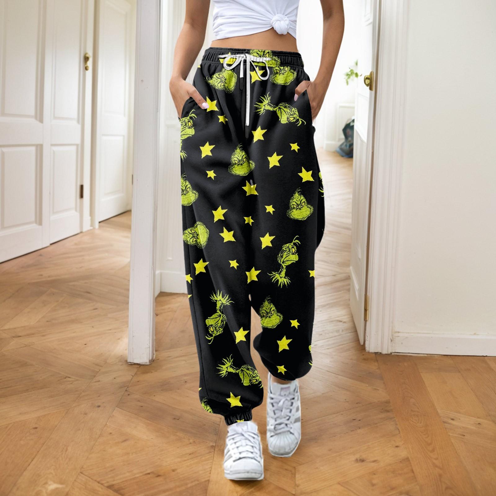 

Женские модные рождественские свободные однотонные повседневные спортивные брюки с завязками на талии XXXL тёмно-синий