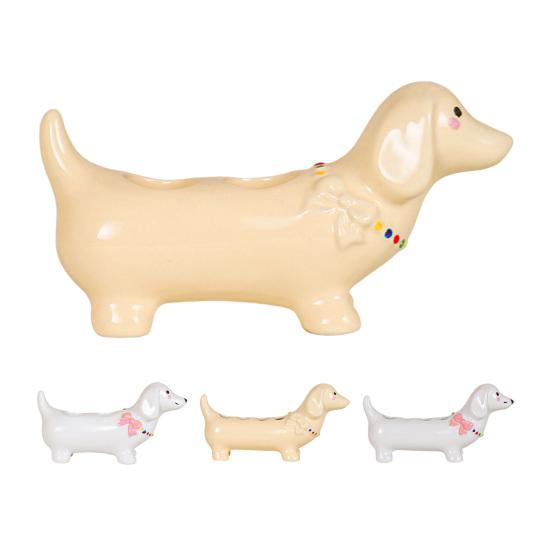 Toothbrush Holder Dachshund Shape Ceramic Multi-Slot Design Waterproof Bathroom Organizer Non-Slip Stable Base Manual Toothbrush