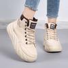 Women's White Chunky-Sole Sneakers High-Top Fleece-Lined Slip-Resistant All-Weather Warm Boots Durable Casual Style