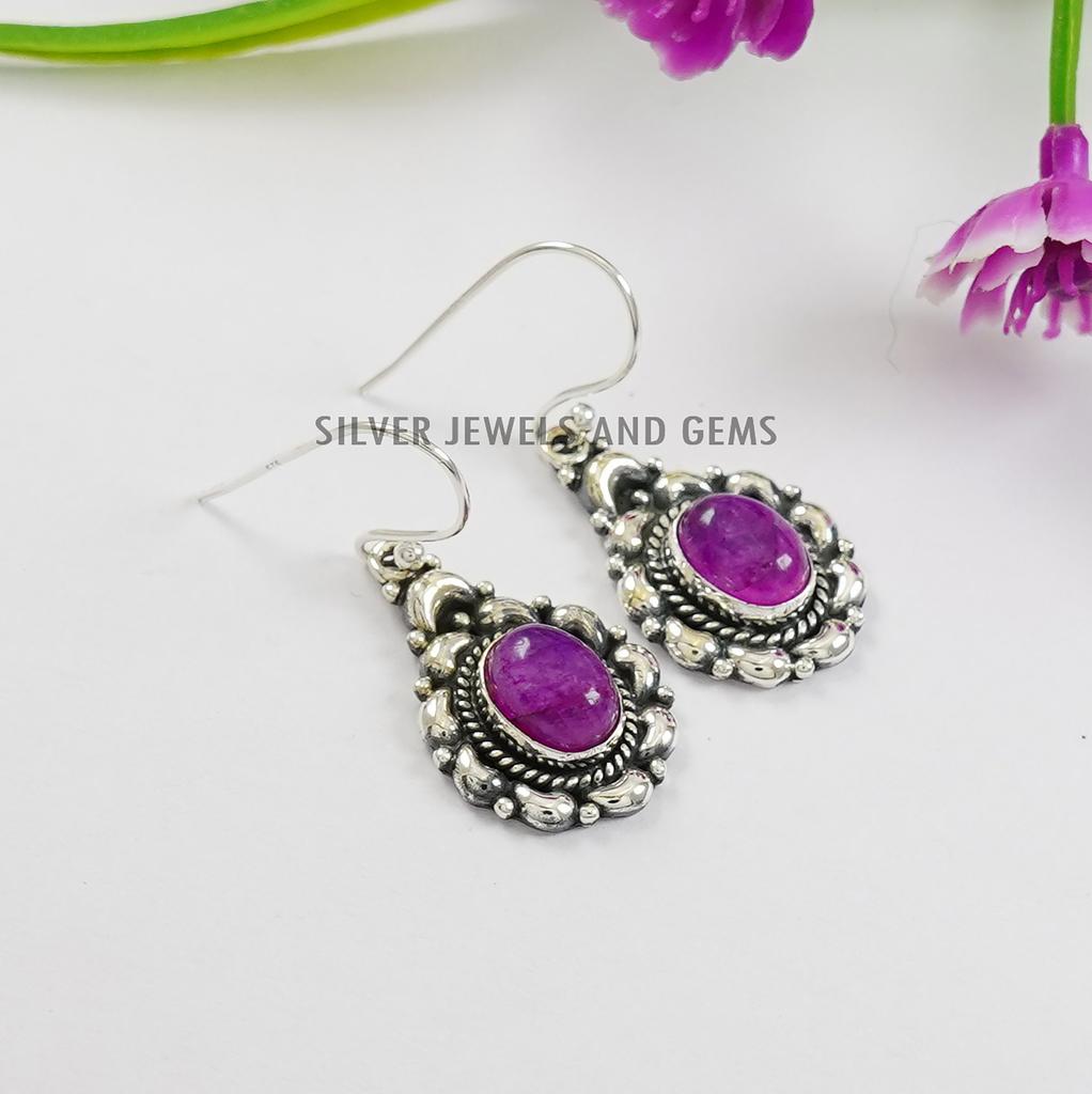 Natural Rhodochrosite Earrings, Oval Designer Earrings, Pink Gemstone Earrings, Wedding Earrings, 925 Sterling Silver Handmade Earrings