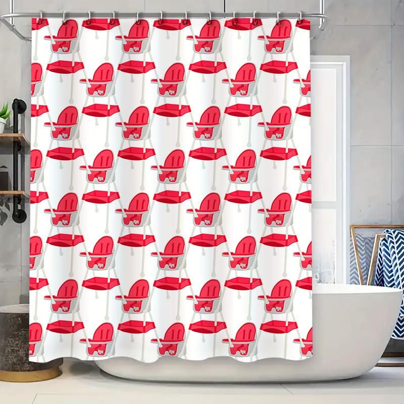 

Red High Chair Pattern Shower Curtain with Waterproof Fabric for Bathroom Decor Washable Bath Mat Set Size180x245cm (71 x96 ) 90x180cm