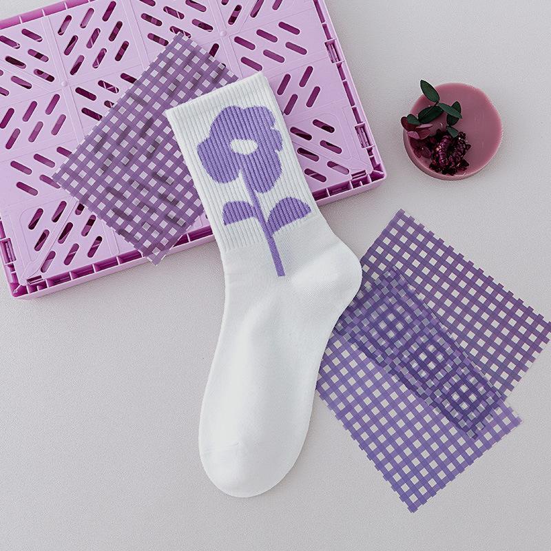 

Фиолетовые хлопковые носки, модные спортивные носки с героями мультфильмов, весенние и летние носки