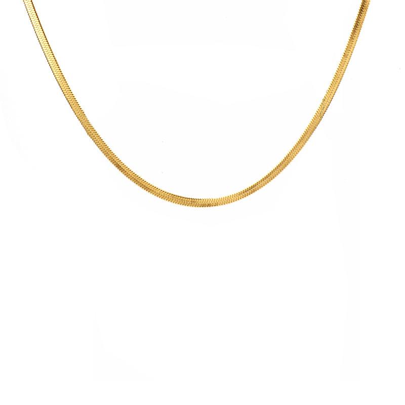 French Delicate Stacked Clavicle Chain Stainless Steel Flat Snake Chain Gold Envelope Pendant Titanium Steel Necklace Jewelry Set