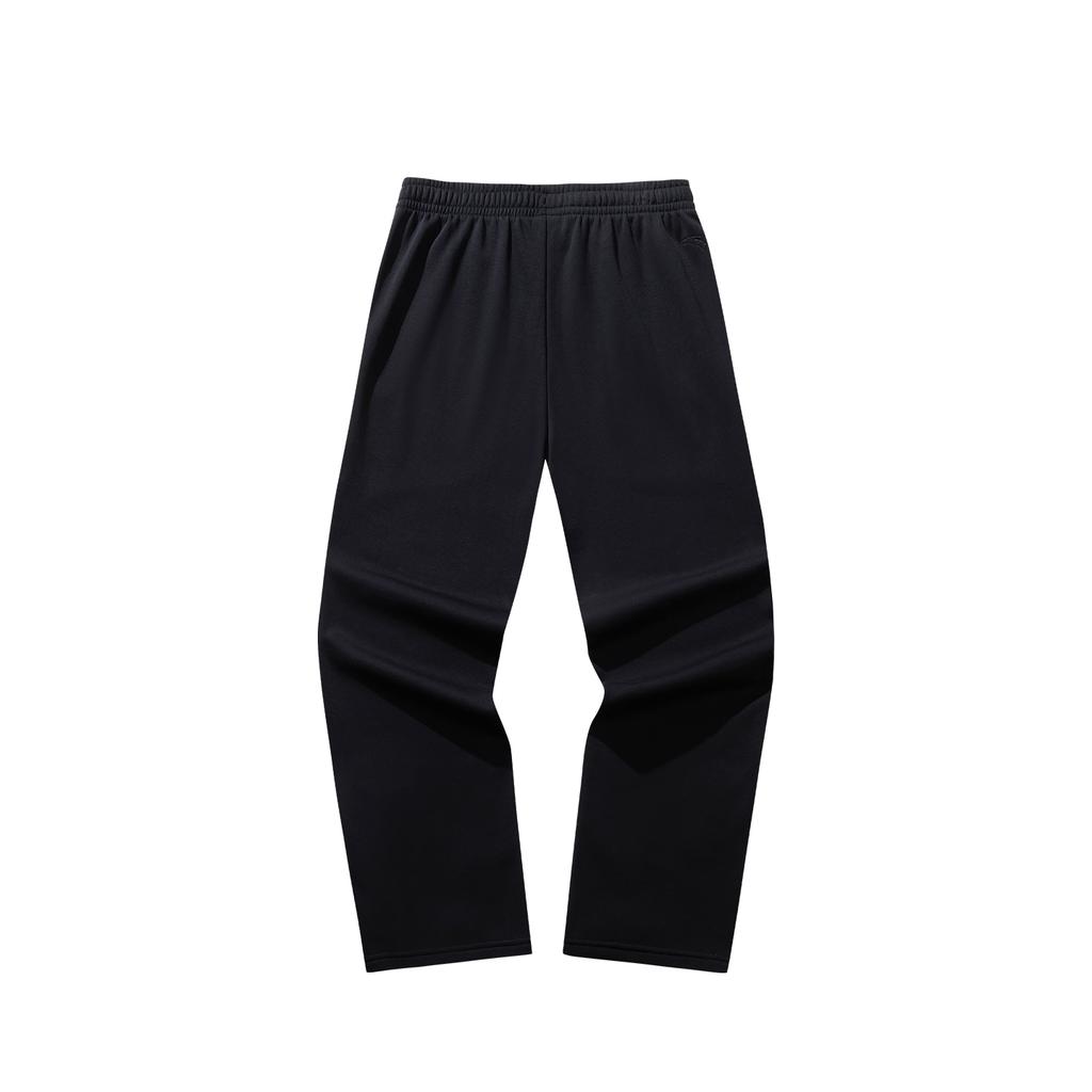 Anta KT Series Basketball Training Loose Straight Leg Solid Color Simple Versatile Knitted Sports Long Pants Men Bottoms Black 152541302P-1