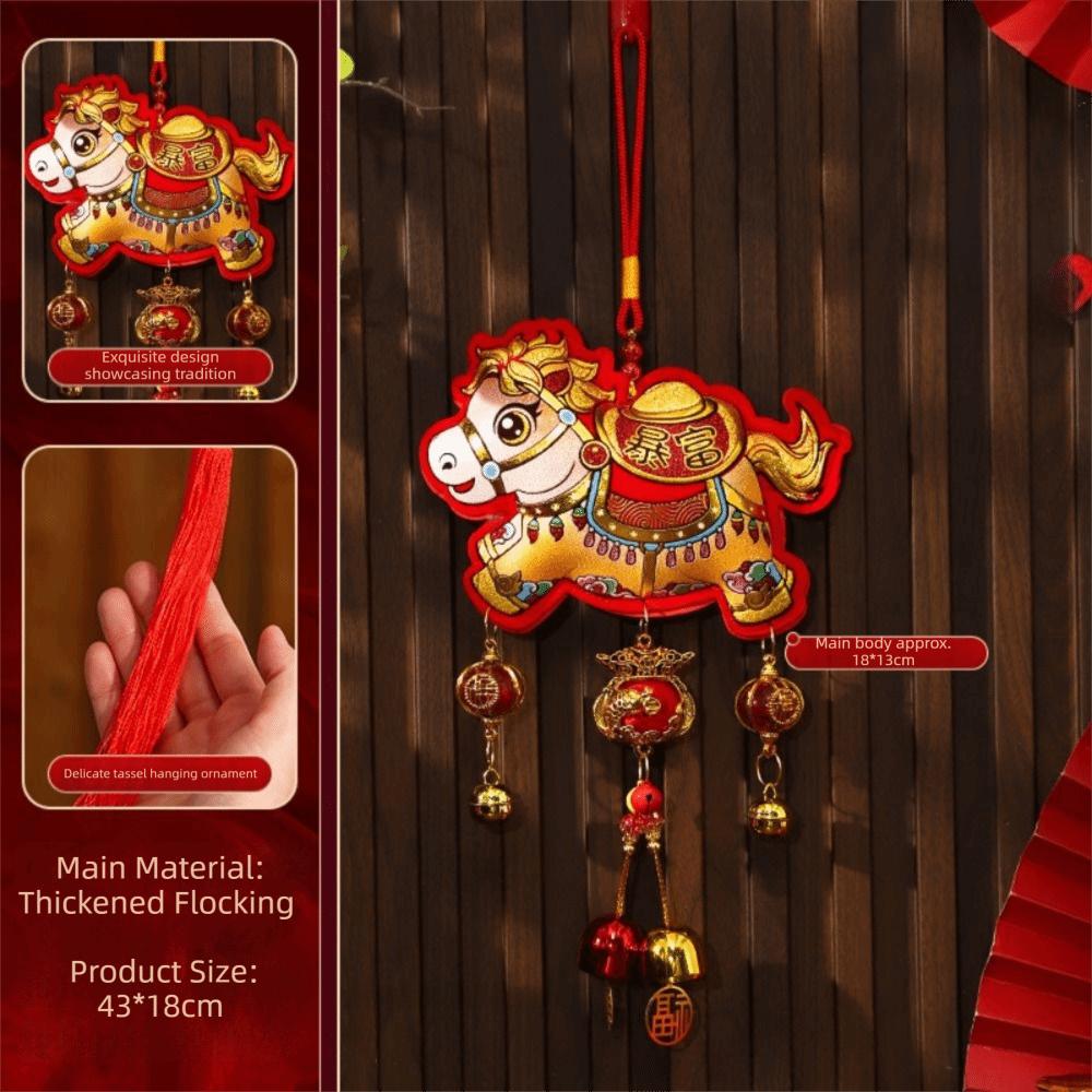 Lanyard New Year Decorative Hangings Gold Foil Embossing Bell Pendant Festive Ornaments Chinese Style With Tassel