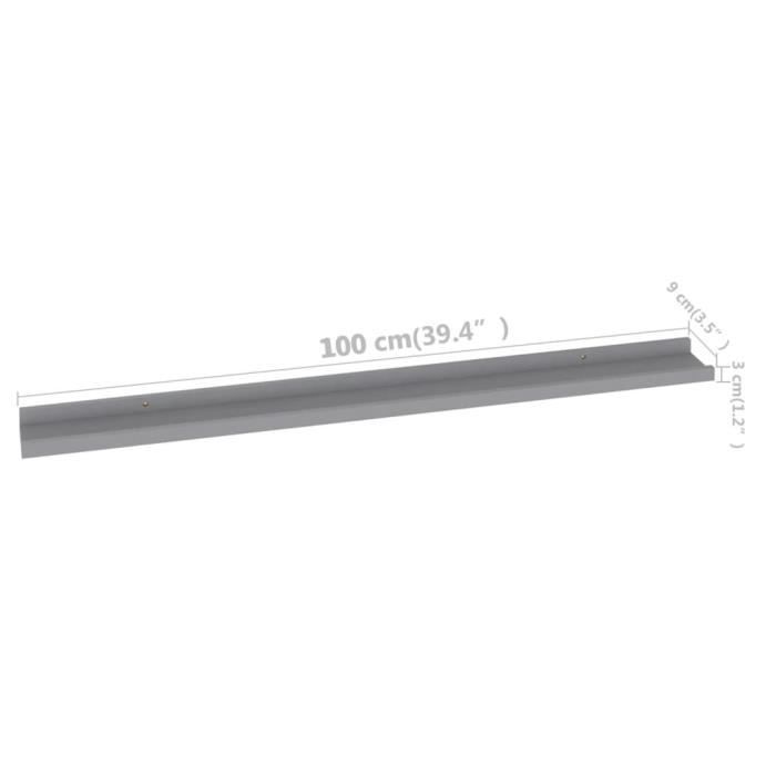 VidaXL Wall Shelves 2 Pcs Grey 100x9x3 Cm