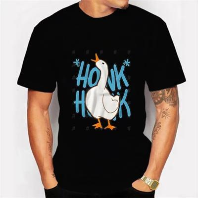 Herren Damen Cartoon T-Shirts 2024 Sommer Harajuku Kawaii Honk Gans Gedruckte Kurzarm T-Shirts Streetwear Lockere Kleidung Y2K Oberteile