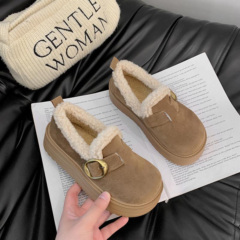 Women's Large Size Thick Sole Soft Sole Winter Warm Fur Snow Boots Padded Lined Ankle Boots Anti-slip Hiking Sports Cotton Boots