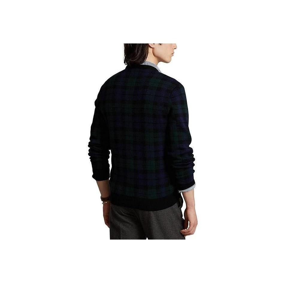 Polo Ralph Lauren FW22 Rutig Crew Neck Pullover Sweatshirt Herr sweatshirt Mörkblå 710878845-001