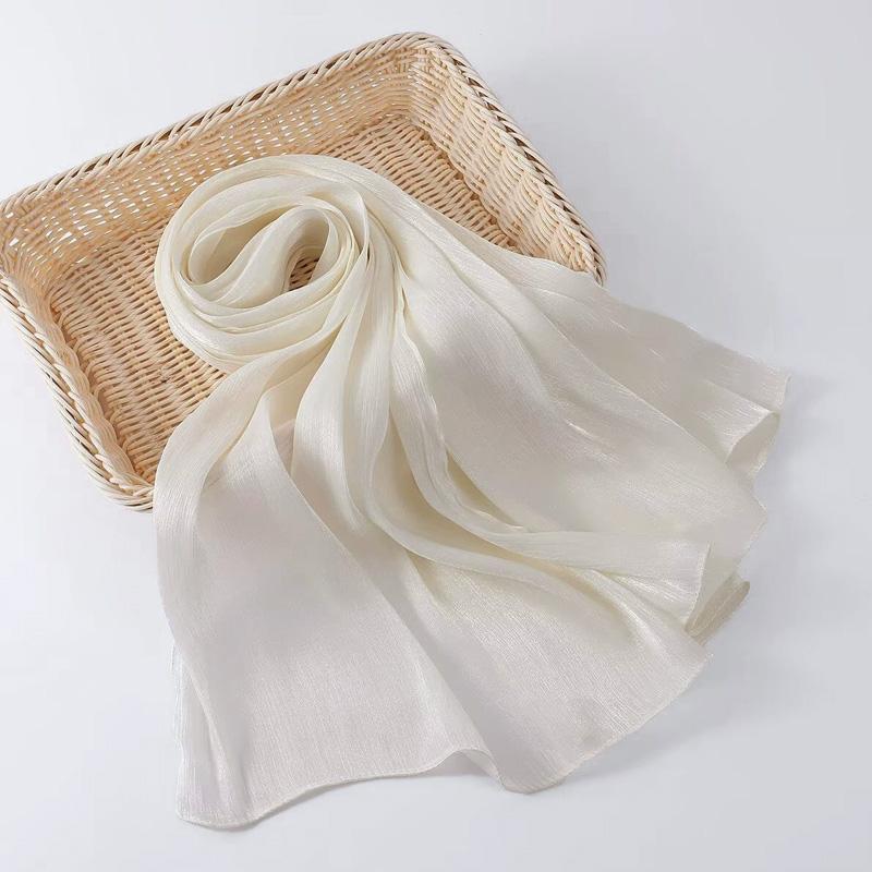 

1PC Island Pleat Shiny Crinkle Glitter Breathable Long Scarf Solid Color Chiffon Scarves Headscarf Muslim Hijab 14