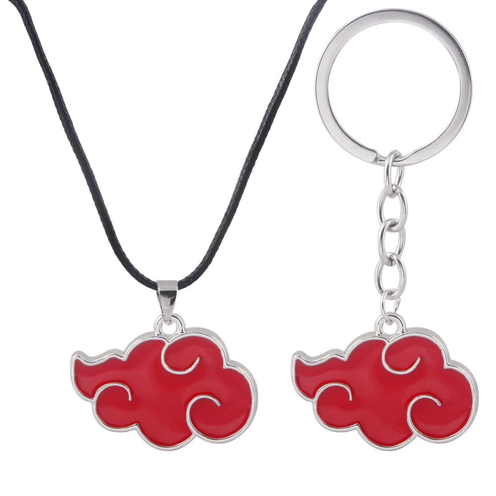 Japanese Anime Naruto Cosplay Akatsuki Organization Red Cloud Sign Metal Unisex Pendant Trendy jewelry Women Men Necklace