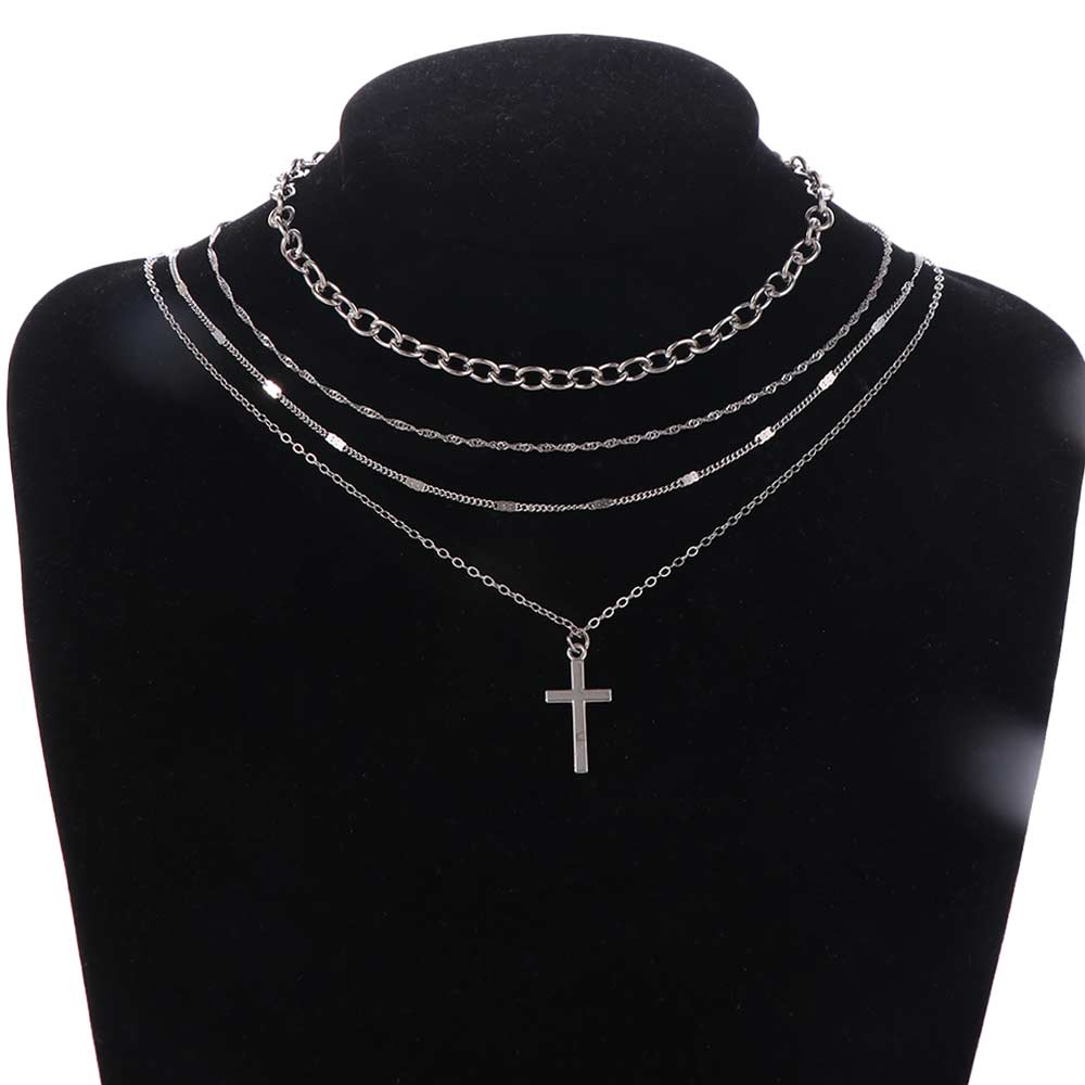 Adjustable Vintage Cross Choker Thin Chain Multi Layer Prayer Necklace  Jewelry Accessories