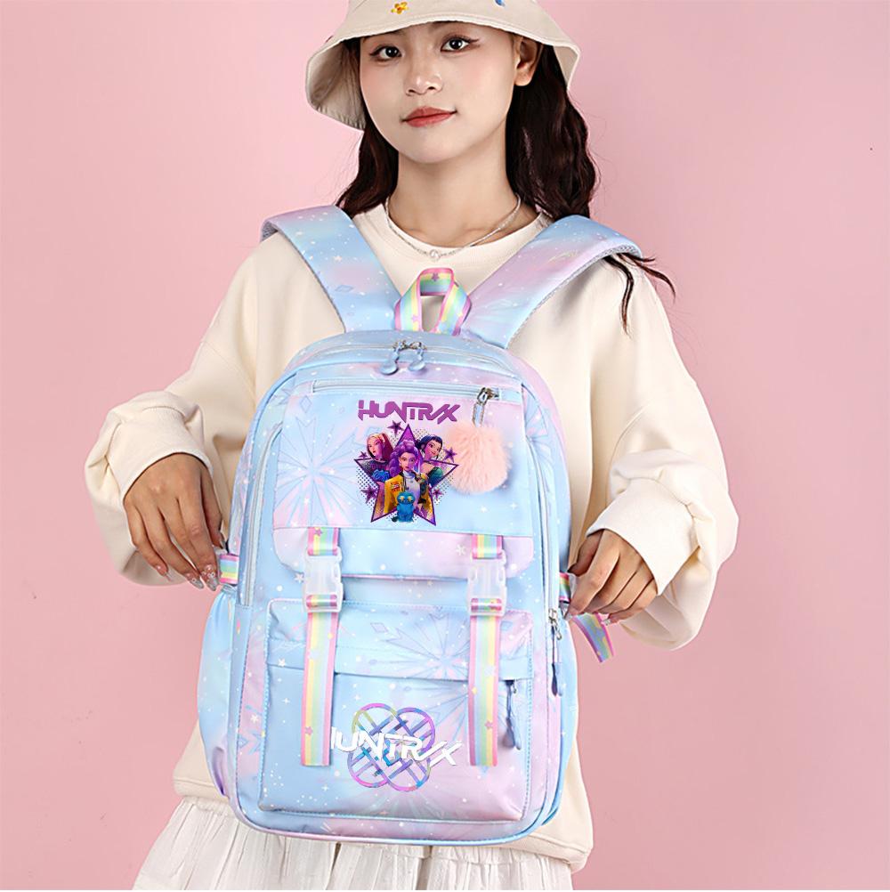2Pcs/set New Anime Kpop Printed Backpack with 750Ml Water Bottler Large Capacity Travel Bag for Teenager Girl Boy Bookbag Kid Gift Large Capacity Bag