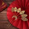 Gold Thai Hair Sticks Flower U-shaped Hair Fork Vintage Thai Metal Leaves Hairpin  Women