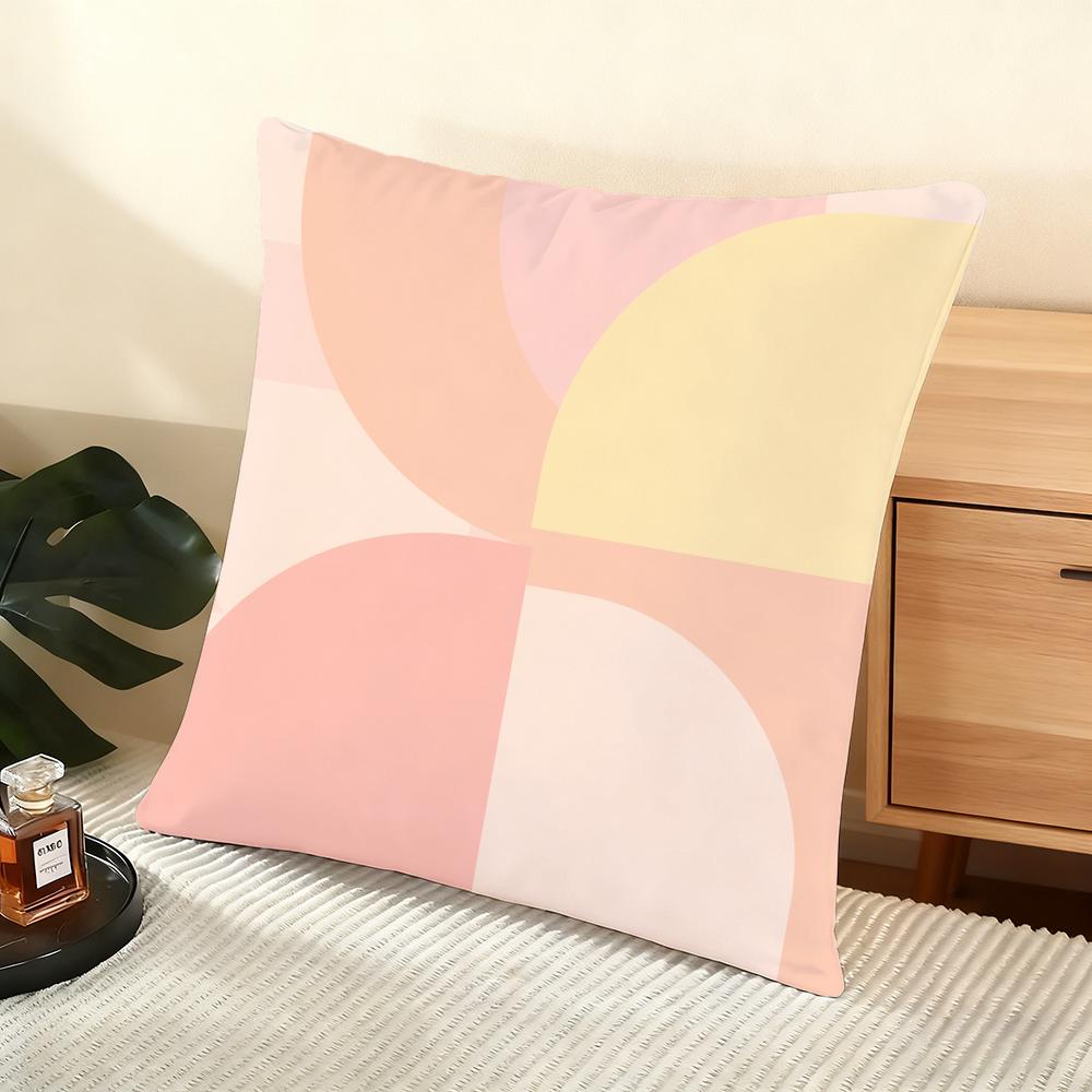 Colorful Geometric Pattern Cushion Cover Soft Short Plush Pillow Cover Smooth Cozy Texture Aesthetic Cushion Case Home Decor