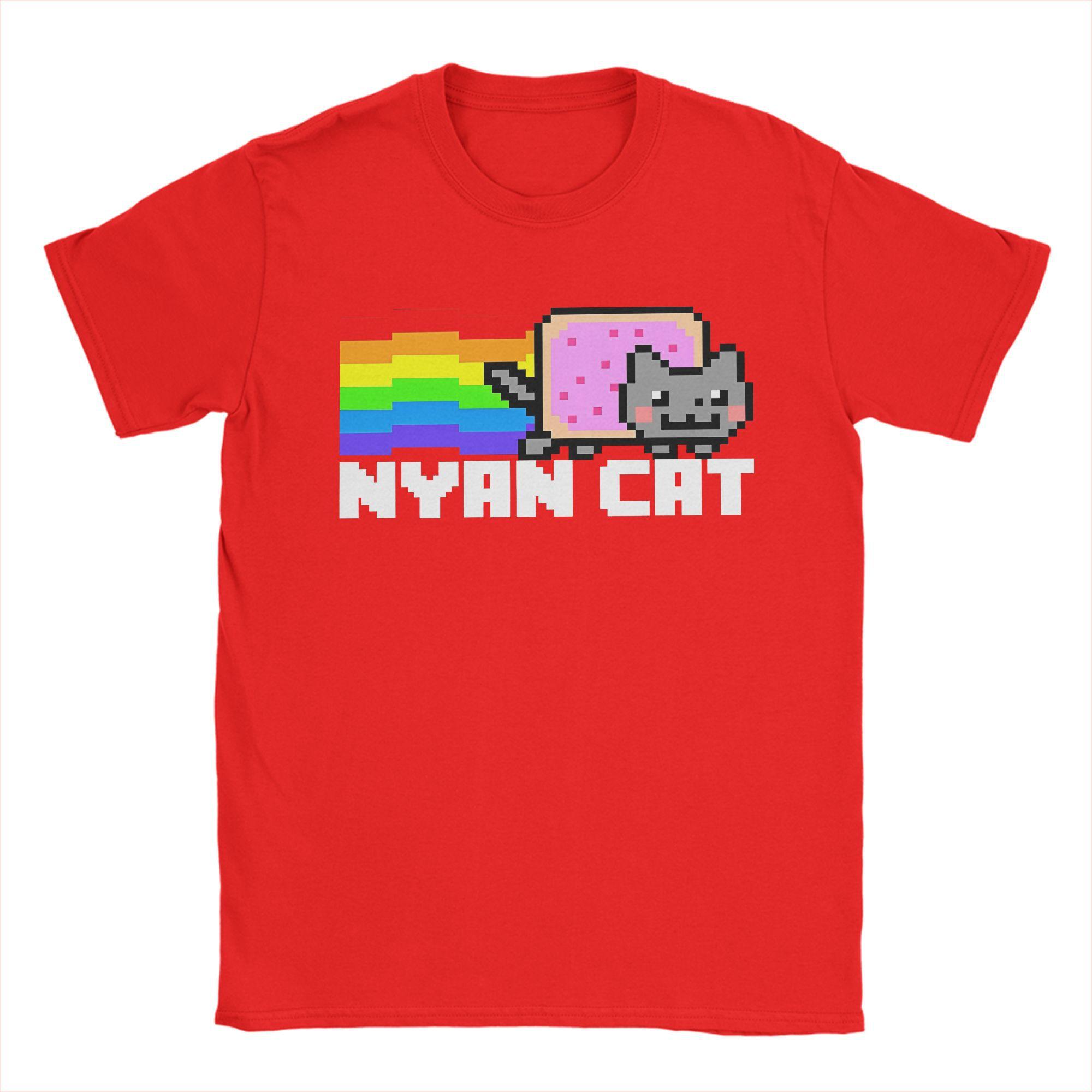 

Мужская футболка Nyan-Cats Радужная Игровая Новинка Чистый Хлопок Футболка с коротким рукавом Смешные Интернет-Мемы Футболки С круглым вырезом мерч Подарок S