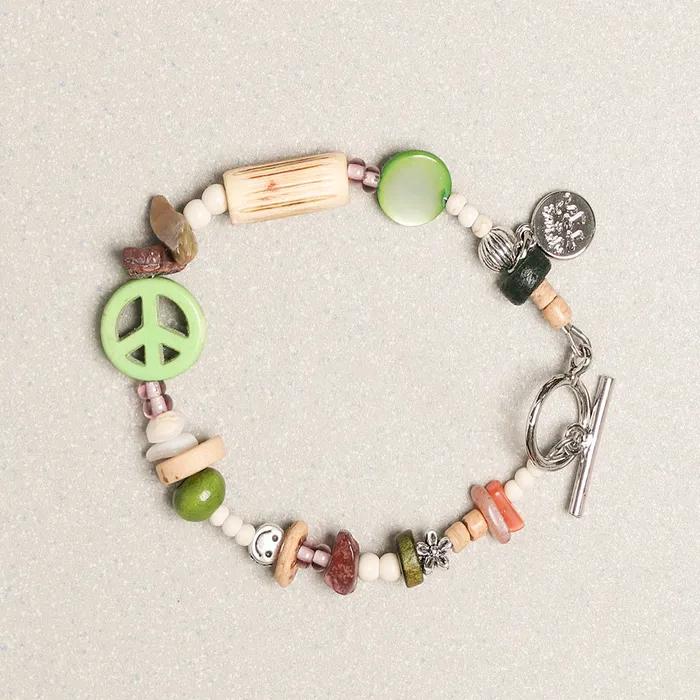 Peace Mark Symbol Bracelet Set 5 Colors 2 Pcs