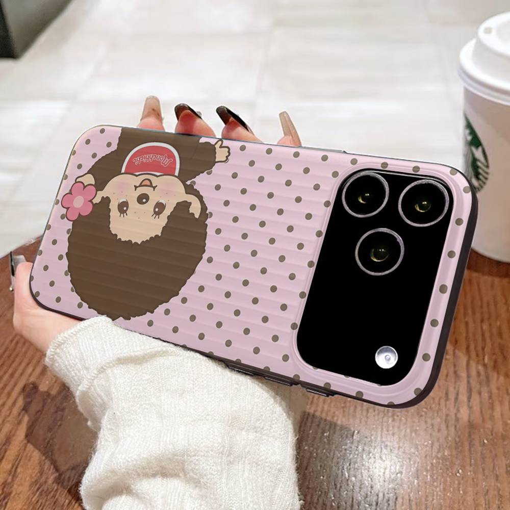 

Cute M-monchhichis-s For IPhone 17 16 15 11 12 13 14 Pro Max Plus Pro Corrugated Translucent Back Phone Cover iPhone 11
