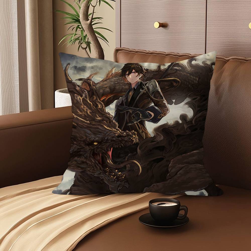 Zhongli Cartoon Cushion Cover Car Throw Pillow Case For Sofa Car Christmas Gift 40x40cm 45x45cm