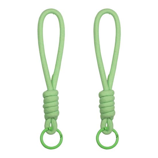 2Pcs Braided Rope Pendant Lightweight High-Elastic Keychain Holder with Reinforced Knot Design Macaron Color Mobile Phone Case Lanyard