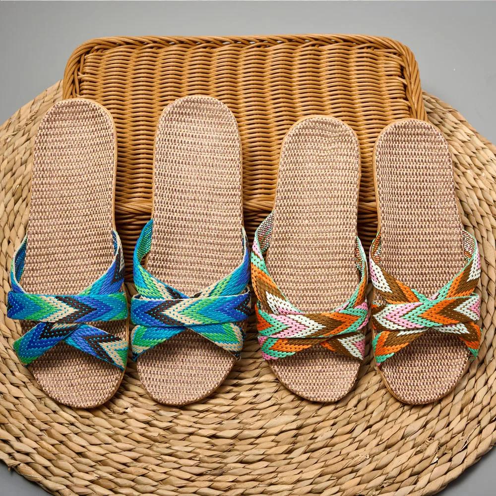 Papuci de casă pentru femei, pantofi de casă ușori din in, papuci de cuplu ușori