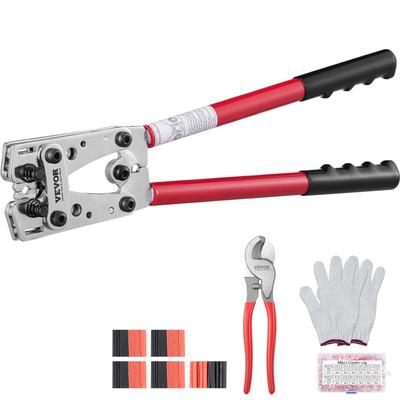 Battery Cable Lug Crimping Tool, 10-1/0AWG with Cable Cutter and 48PCS Copper Ring Terminals