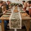 Farmhouse Style Table Cover Floral Jacquard Runner Boho Fringed Retro Vintage Runners for Dining Table Home Party Decor Autumn Decorations