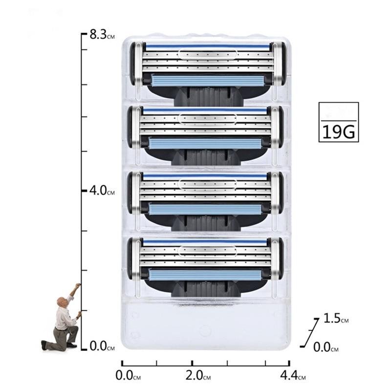 4 sztuk/zestaw 3 warstwy męskie maszynki do golenia twarzy męskie ręczne żyletki do standardowego golenia brody