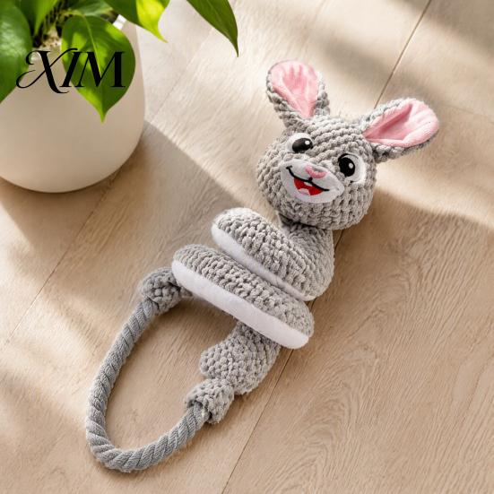 Interactive Tug of War Toys for Dogs Dog Rope Toy, Cute Fox Rabbit Squeaky Chew Toy with Crinkle Paper, Durable Medium Large Pull Dogs, Pet
