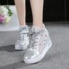 Fashion 2025 New Summer Women's Lace Breathable Mesh Sneakers Flats Loafers High Heels Platform Wedges Ladies Creepers Shoes Fashion