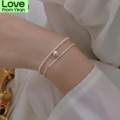 Fashion New S925 Silver Gypsophila Pearl Double Layer Bracelet Women Fine Jewelry For Wedding Party Gift