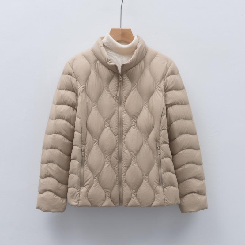 90 fleece new national standard women's clothing autumn and winter new light down jacket wavy pattern women's stand-up collar jacket