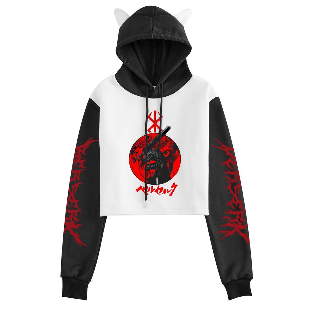 Women's Color-Block Cat Ear Hoodie, New Berserk Anime Casual Wear