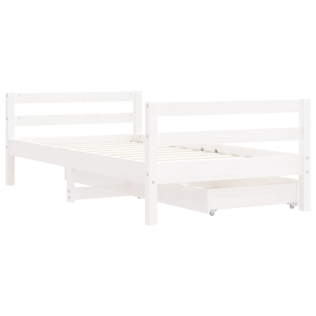 Kids  Bed with Drawers White 80 x 160 cm Solid Pine Wood
