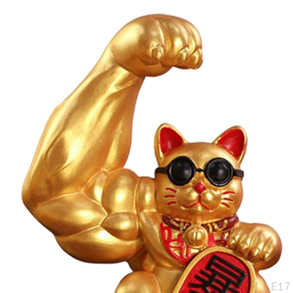 Cat Figurine Sculptures Resin Fengshui Statue Wealth Car Decoration Ornament Accessory